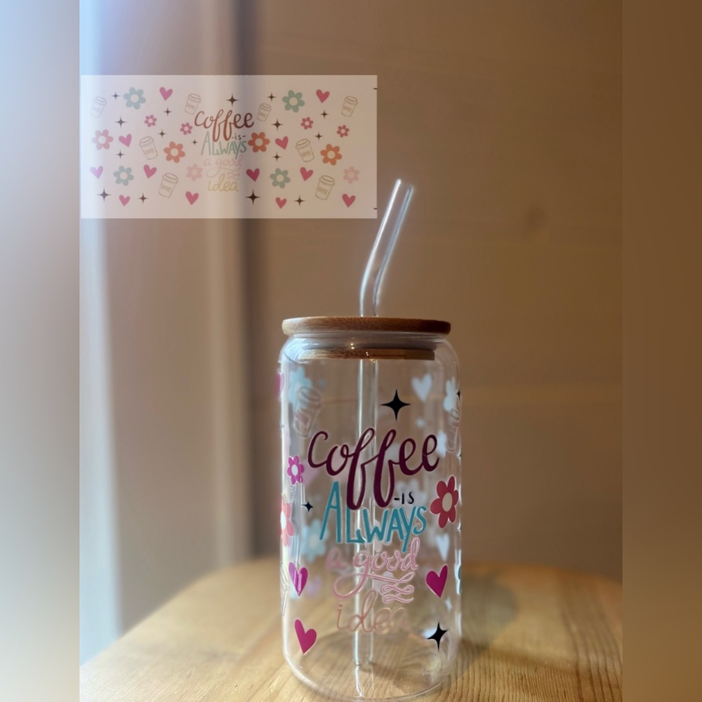 NEW glass coffee cup